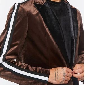 F21 Mens velour peak lapel black dark brown blazer size medium NWT